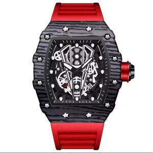 Men's watch Curved Mirror BINBOND B8577 "Quartz Luxury Silicone Fashion"